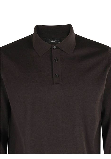 polo sweater man dark brown ROBERTO COLLINA | 253M01004M0108